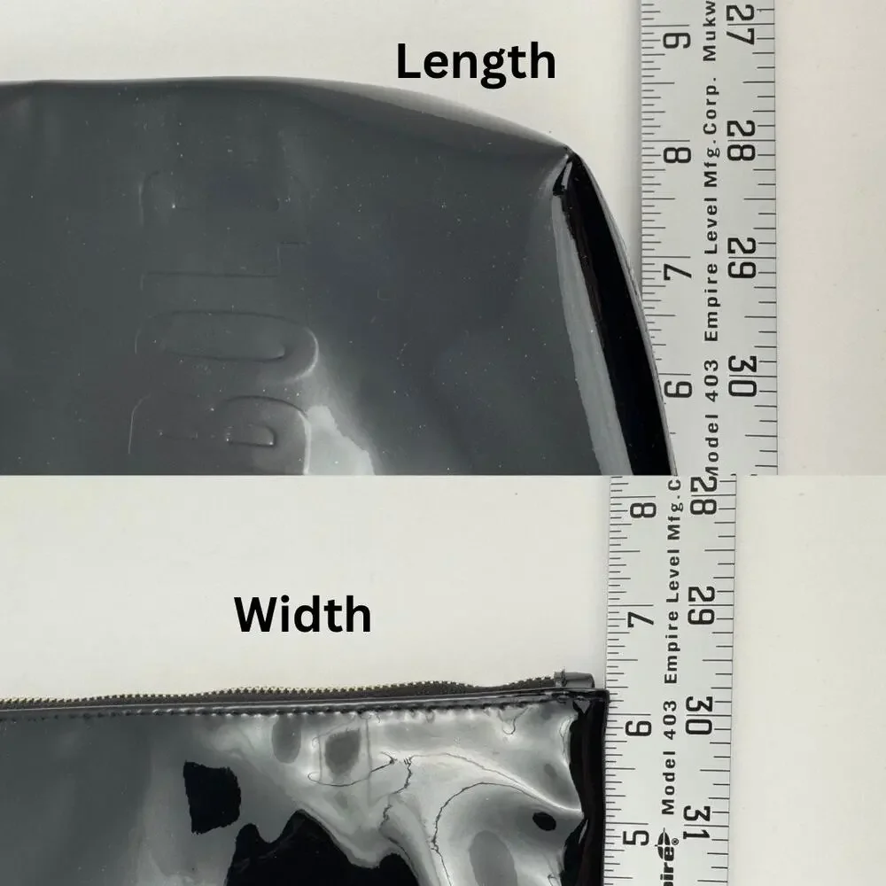 YSL Beaute Black is Bold Patent Faux Leather Zip Makeup Bag Clutch Case‎ Basic
